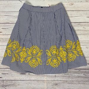 Beautiful Embroidered Blue & White Stripe Skirt